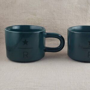 RARE 2019 Starbucks Reserve Matte & Glossy Green Coffee Mug Set *SAMPLES*